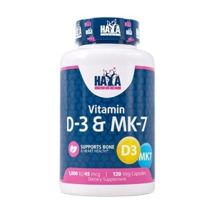 Haya Labs Vitamin D-3 1000 МK-7 (vitaminas D3 ir K2) 120 kaps.