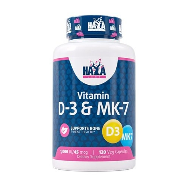 Haya Labs Vitamin D-3 1000  МK-7 (vitaminas D3 ir K2) 120 kaps.